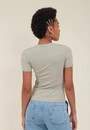Blusa Canelada Manga Curta Decote Redondo