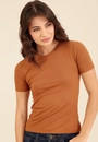 Blusa Canelada Manga Curta Decote Redondo