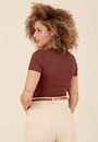 Blusa Canelada Manga Curta Decote Redondo