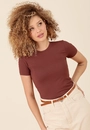 Blusa Canelada Manga Curta Decote Redondo
