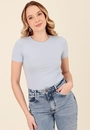 Blusa Canelada Manga Curta Decote Redondo