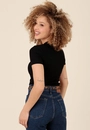 Blusa Canelada Manga Curta Decote Redondo