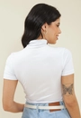 Blusa Canelada Manga Curta Gola Alta