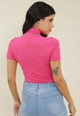 Blusa Canelada Manga Curta Gola Alta