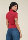 Blusa Canelada Manga Curta Gola Alta