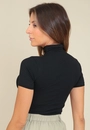 Blusa Canelada Manga Curta Gola Alta