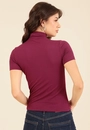 Blusa Canelada Manga Curta Gola Alta