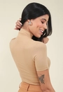 Blusa Canelada Manga Curta Gola Alta