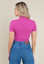 Blusa Canelada Manga Curta Gola Alta