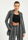 Blazer Crepe Xadrez Abertura Lateral