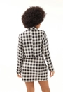 Blazer Cropped Manga Longa Crepe Xadrez