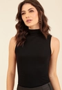 Blusa Básica Canelada Sem Manga Gola Alta