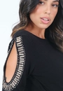 Blusa Tricô Manga Longa Bordada