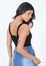 Blusa Cropped Canelada Recorte Gola V