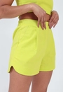 Short Linho Prega Barra Arredondada