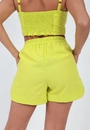 Short Linho Prega Barra Arredondada