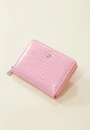 Carteira Mini Pu Croco Zíper Metal Coração
