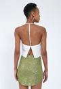 Cropped Crepe Metalizado Alça
