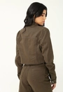 Jaqueta Sarja Cropped Barra Desfiada
