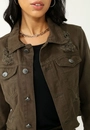 Jaqueta Sarja Cropped Barra Desfiada