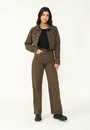 Jaqueta Sarja Cropped Barra Desfiada