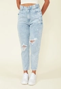 Calça Jeans Mom Elástico Cós Lateral