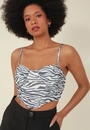 Cropped Corset Alça Tule Zebra