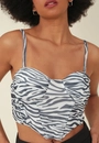 Cropped Corset Alça Tule Zebra