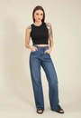 Calça Jeans Reta Azul Escuro