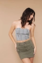 Cropped Crepe Xadrez Tomara Que Caia