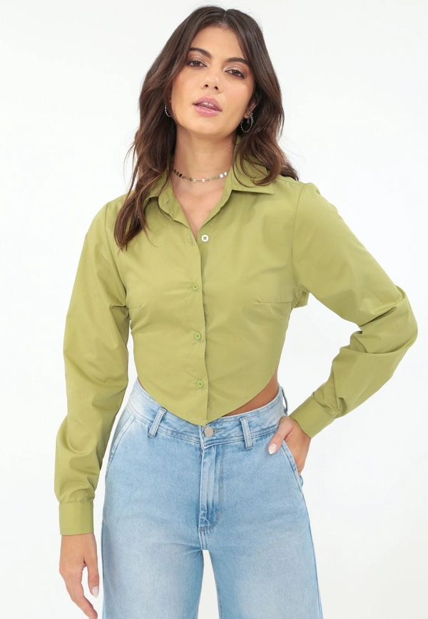 Camisa Tricoline Corset Abertura Costa