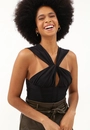 Cropped Crepe Decote Torcido Corset