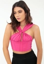 Cropped Crepe Decote Torcido Corset