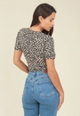 Blusa Malha Canelada Animal Print Transpasse