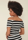 Blusa Cropped Ribana Listrado Ombro A Ombro
