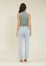 Calça Jeans Reta Jeans Cintura Média Com Rasgos
