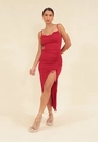 Vestido Midi Crepe Alça Decote Degagê Puxador