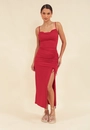Vestido Midi Crepe Alça Decote Degagê Puxador