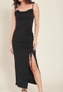 Vestido Midi Crepe Alça Decote Degagê Puxador