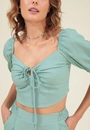 Blusa Cropped Linho Manga Bufante