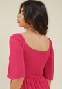 Vestido Midi Malha Texturizada Transpasse Busto