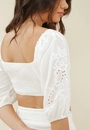 Cropped Algodão Manga 3/4 Com Bordado