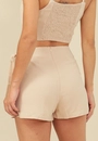 Short Saia Em Algodão Com Linho Transpasse E Faixa