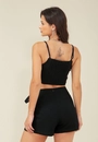 Short Saia Em Algodão Com Linho Transpasse E Faixa