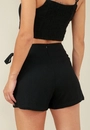 Short Saia Em Algodão Com Linho Transpasse E Faixa