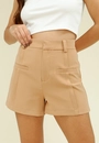 Short Em Crepe Alfaiataria Recorte Frontal