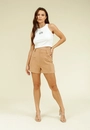 Short Em Crepe Alfaiataria Recorte Frontal