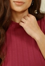 Vestido Midi Malha Canelada Gola Alta Sem Manga