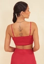 Cropped Com Alcas E Pregas Sobrepostas Em Cetim