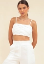 Cropped Com Alcas E Pregas Sobrepostas Em Cetim